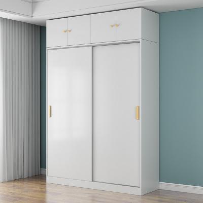 China (Other) Sliding Door Home Bedroom Solid Wood Adjustable Modern Minimalist Rental Wardrobe for sale