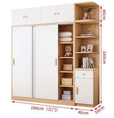 China Household Traditional Single Bedroom Wardrobe Closet Sliding Door Hanging Wardrobe Small For Rental Accommodation for sale