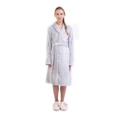 China Wholesale Custom Ladies Thermals Home Use Gray Polka Dot Pajamas Women's Solid Lightweight Thermal Bathrobe for sale