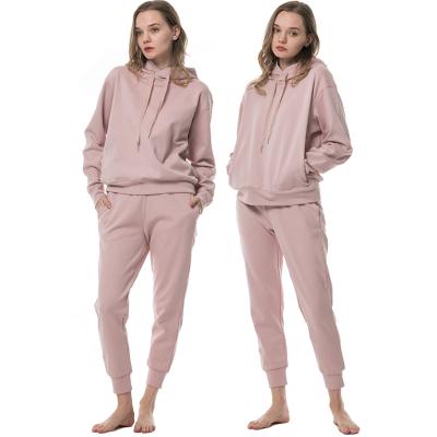 China Breathable Pink Lounge Set Casual Custom 2 Piece Set Sweatsuit Pullover Sweatpants Unisex Teams Hoodies Jogger Set Tracksuits for sale