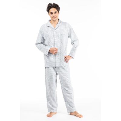 China Comfortable Autumn Men's Sleepwear Spring and Autumn Men's Two Piece Pajama Set Men's Anti-Static Plaid Cotton for sale