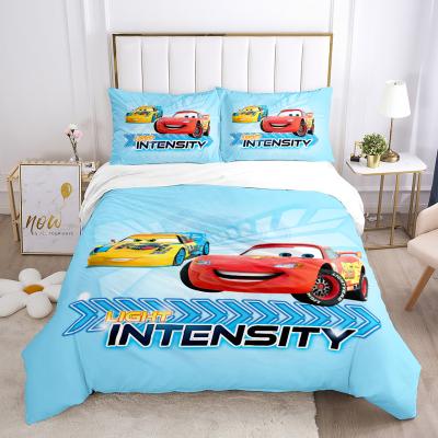 China 3D Microfiber Nondisposable Children's Duvet Cover Cartoon Lightning Car Trcking Bedding for sale