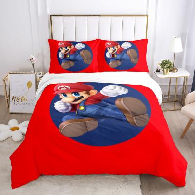 China Nondisposable Game Kids Mario Cartoon 3D Single Bed Bedding Soft Microfiber Duvet Cover for sale