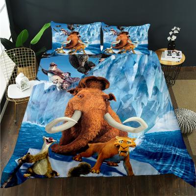 China Cartoon Nondisposable Bedding Glacier 3D Super Soft Microfiber Duvet Cover Set Double Bedding Set for sale