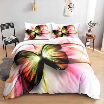 China Custom Made Pink 3D Beautiful Butterfly Bedding Viable Luxury Adult Duvet Cover Wholesale for sale