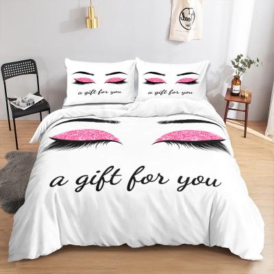 China Viable Vivid 3D Eyelash Gold Printing Bedding Queen Duvet Cover Wholesale for sale