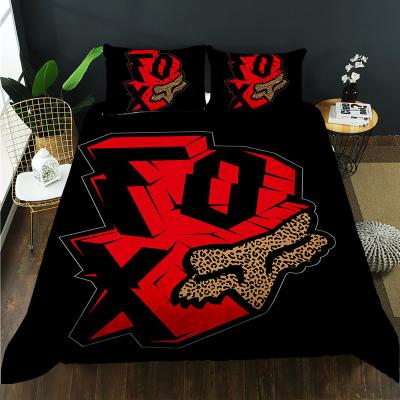 China Customizable Wholesale Red Bedding Sustainable Red Comforter Cover Full Size Fox Logo 3D Duvet for sale