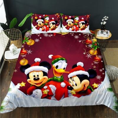 China Cute 3D Christmas Mickey Mouse Bedding Duvet Cover Nondisposable With Zipper Super Soft Polyester for sale