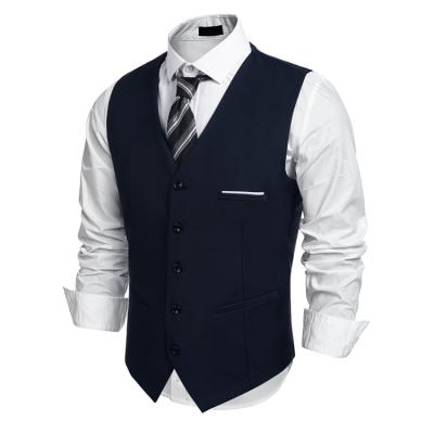 China Custom Made High Quality Anti-wrinkle Formal Suits Invest Two Pocket Comfortable Mens Vests And Vests for sale