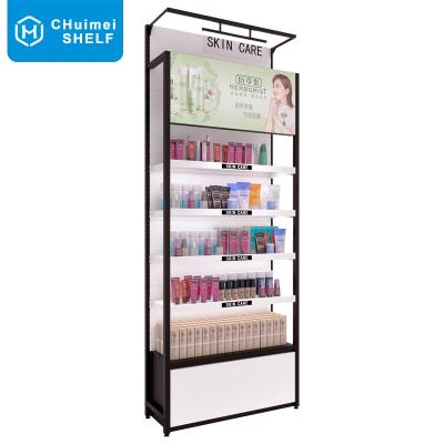 China Single-sided high-grade metallic commercial makeup skin care rack cosmetic display racks display racks for sale