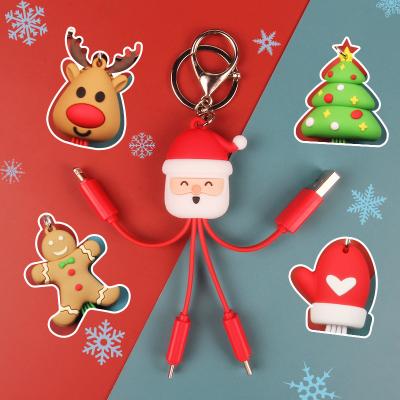 China Mobile Phone Types Christmas 2021 Design Portable 3 In 1 USB Type-C Micro Cable For Huawei Samsung Android Oppo for sale