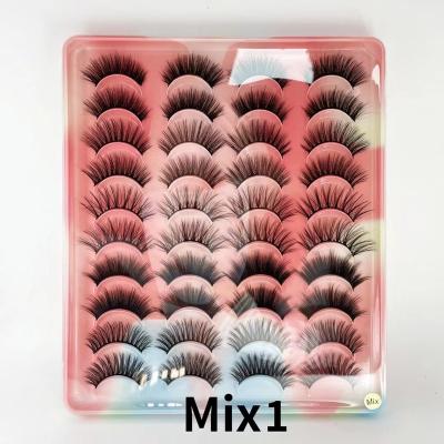 China Long Natural New Design Sunday 20 Pairs False Mink Eyelashes With Custom Packaging Box And Logo Wholesale 18-25mm Silk Lashes Seller for sale