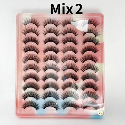 China Long natural sunday newcomer own brand 20 pairs faux mink eyelash 100% vegan 3d handmade curelty silk free lash with eyelash box for sale