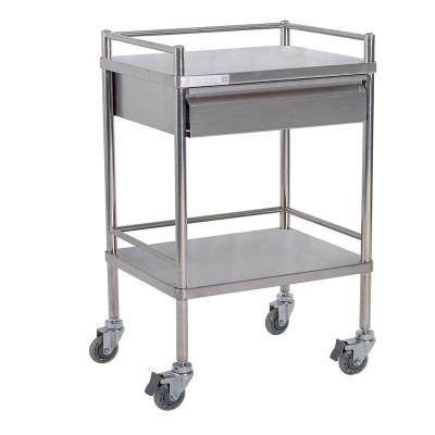 China Silent Metal Fabrication Hospital Furniture Crash Cart Emergency Stainless Steel Treatment Trolley for sale