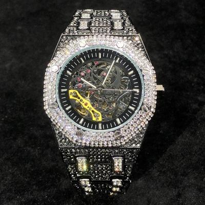 China Specials Creative Black Diamond Ice Out Automatic Watches OEM Men's Water Resistant Watches for sale