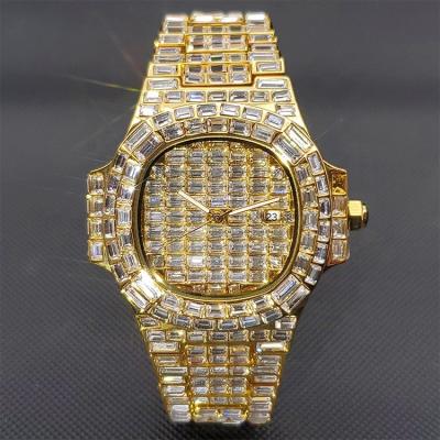 China Automatic Date 24 Hours Fast Shipping Trendy Fashion Hip Hop Full Diamond Explosion Models Mens Watches for sale