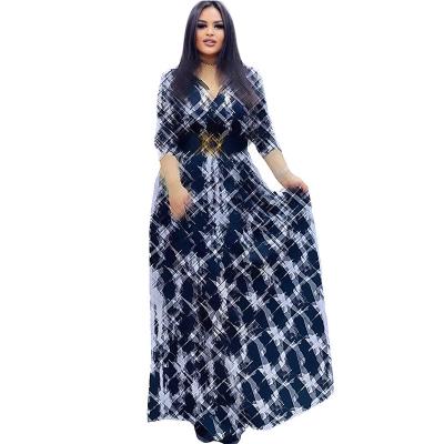 China Hot African print women maxi dresses foreign trade fashion breathable clothing women plus size dress summer for sale