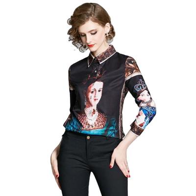 China 2022 new collections latest design female wholesale blouse anti-pilling long sleeve tops satin ladies blouses and shirts for sale