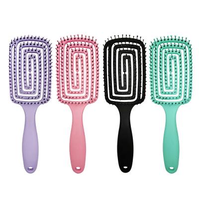 China Manufacturer Waterproof Private Label Nylon Massage Flexible Curly Anti Static Paddle Detangling Hair Brush Eco-Friendly for sale