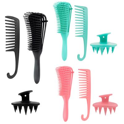 China Waterproof Custom Logo Plastic Silicone Scalp Massage Detangle Eight-claw Hair Comb Sets for sale