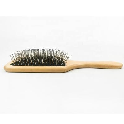 China Lotus Steel Wire Wooden Hair Brush Pro Paddle Detangle Hair Brush Lotus Scalp Massage Wet And Dry Wood Wooden Hair Brush for sale