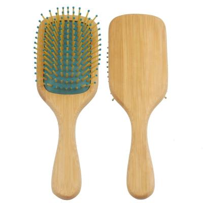 China Wet Paddle Bamboo Hair Brush. Short Round Tooth Square Scalp Care Hair Brush Air Cushion Extension Sweep Massage Hair Brush Wooden Paddle for sale