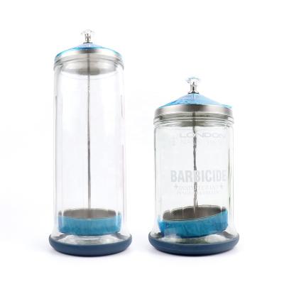 China Hot sale glass sanitizing manicure jar perfect for salons and hairdressers glass disinfection jar for sale