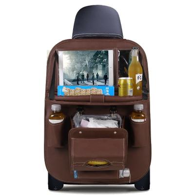 China Business/Luxury Multifunctional Waterproof PU Automobile Backseat Storage Tablet Support Automobile Backseat Storage Leather Bag With Tray for sale