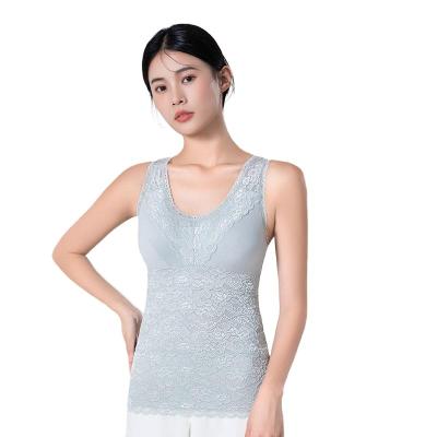 China Wholesale Breathable Natural Silk Slim Female Sexy Vest Women's V-Neck Vest Lace Vest Sleeveless Corset Top For Women for sale