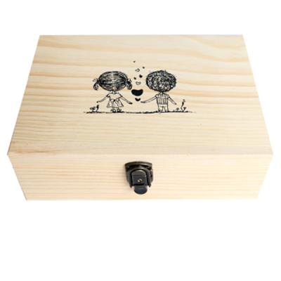 China Handmade Customized Laser Engrave Logo Pine Bamboo Wooden Gift Box China Products for sale