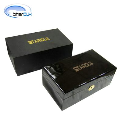 China 2021 Chinses Handmade Luxury Piano Lacquer Black Wooden Storage Box Customized Black Wooden Gift Box for sale