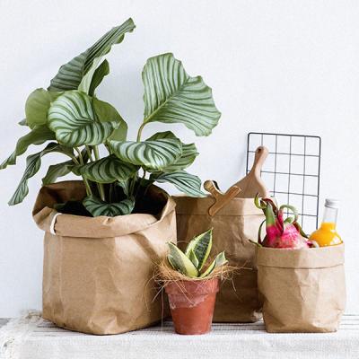 China Recyclable Waterproof Washable Kraft Paper Bag, Biodegradable Waterproof Paper Bag, Storage Basket Plant Bag for sale