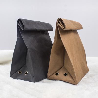 China Washable Recyclable Recycle Food Grade Wax Roll Kraft Paper Bag Cylinder Office Backpack Travel Bag Beach Bag Without Handle for sale