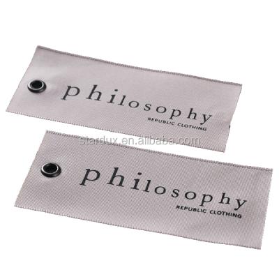 China Viable Custom Shape Garment Hang Tag Ribbon Attached Hang Tag Wholesale for sale