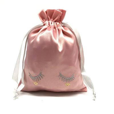 China Factory Sale Recyclable Satin Bag Custom Drawstring Lingerie Satin Bag With Custom Logo for sale