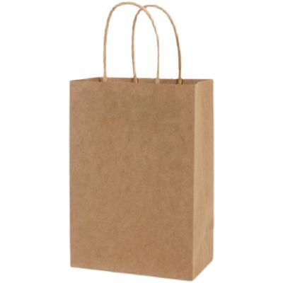 China Recycled Materials Wholesale Kraft Paper Bag Custom Size Food Clothing Take Away Paper Handbag Krafted Shopping Bag for sale