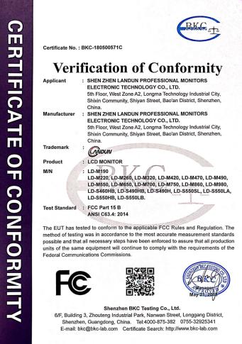 FCC - Shenzhen LANDUN Professional Monitors Electronic Technology Co., Ltd.