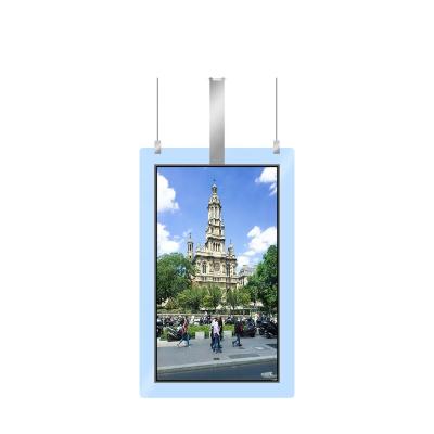 China New Invention Indoor Hanging Super Slim 43 Inch Double Sided Transparent LCD Kiosk Equipment for sale