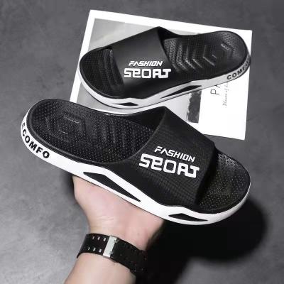 China Cushioning Multi Size Slippers Men's sport Non-slip Summer Custom Printed Slippers Black Slides Support Customized for sale