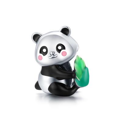 China Cute Fast Shipping Lovely Enamel Process 925 Silver Panda Animal Charms For Bracelet Women Jewelry for sale