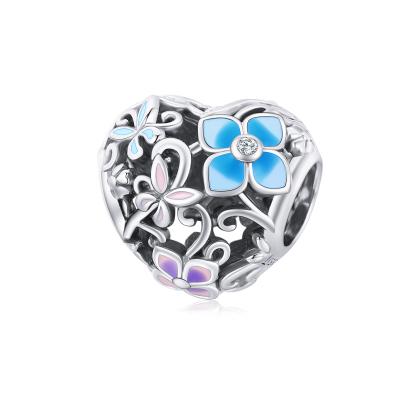 China Cute Custom Flower Charms 100% 925 Sterling Silver Pendants Charms For Necklace for sale