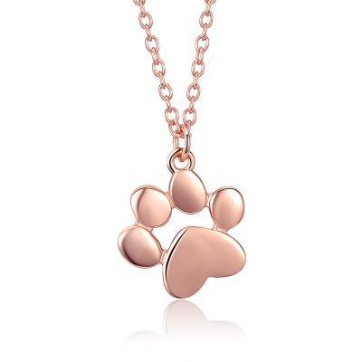 China Women Fashion Cute Paw Print Wholesale Gold Plated Necklace 925 Silver Jewelry for sale