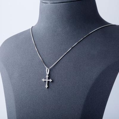 China Cute High Quality Sterling Silver Hip Hop Cross Pendant Necklace Iced Out Micro Pave Zircon Jewelry For Gift for sale