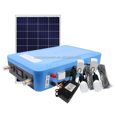 China Pure Sine Wave Blue Portable Solar Energy Generator 12.8V With External Battery for sale