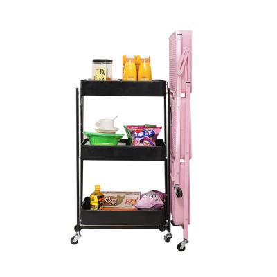 China Newest Design Storage Carts Rack Foldable Storage Cart With Wheels for sale