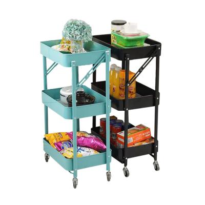 China Foldable Storage Promotion Basket Vegetable Rack Storage Trolley for sale