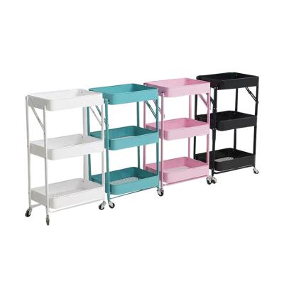 China Single Viable Folding Rack Storage Cart Shelf Shower Fold Storage Shelves for sale