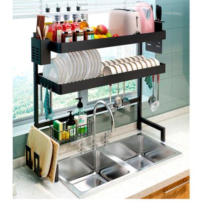 China 2022 Viable Cheap Kitchen Shelf Dish Cup Basket Storage Over Sink Black Dish Rack Household Metal Dish Drying Rack With Dish Rack for sale