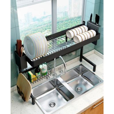 China Kitchen Viable Dish Drainer Drying Rack Metal Dish Dish Rack Stainless Steel Over Sink Black Dish Drying Rack for sale