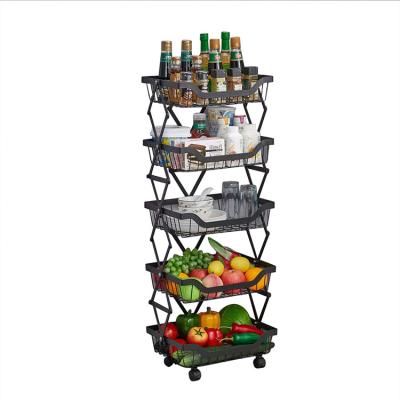 China Multi-Functional Folding Metal Fruit Storage Folding Rack Viable Storage Rack Shelf for sale